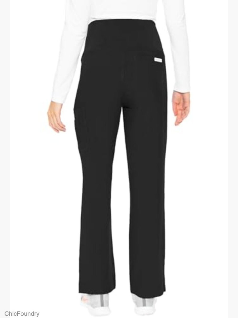 Maternity Scrub Pants Straight Leg 3 Pockets Jersey Knit Waist Panel - Picture 4 of 5